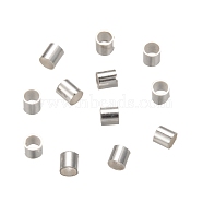 Brass Crimp Beads, Tube, Silver, 2x2x0.1~0.13mm, Hole: 1.5mm(KK-R077-2mm-S)