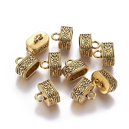 Tibetan Style Alloy Cord Ends, End Caps, Cadmium Free & Lead Free, Oval, Antique Golden, 13x15x10mm, Hole: 3mm, Inner Diameter: 12x7mm(X-TIBEB-4811-AG-LF)
