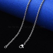 Non-Tarnish 304 Stainless Steel Cable Chain Necklace, with Lobster Claw Clasp, Stainless Steel Color, 19.68 inch(50cm), Link: 2.7x2x0.6mm(NJEW-S420-007B-P)