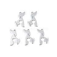 201 Stainless Steel Pendants, Dog, Stainless Steel Color, 24.5x16x1.5mm, Hole: 1.8mm(STAS-T063-178P)