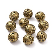 CCB Plastic Beads, Round with Flower, Antique Bronze, 23.5x23mm, Hole: 3.5mm(CCB-P011-02AB)