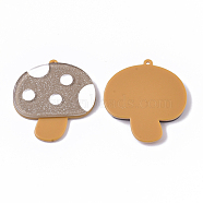 Cellulose Acetate(Resin) Pendants, with Glitter Powder, Mushroom, Camel, 40.5x38x4.5mm, Hole: 1.6mm(KY-S161-021A)