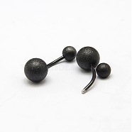 Textured Curved Barbell 316L Surgical Stainless Steel Belly Button Rings, Navel Rings, Gunmetal, 23mm, Bar Length: 7/16"(11mm), Pin: 1.5mm(AJEW-G008-A-08B)