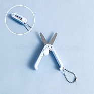 Stainless Steel Safe Portable Travel Scissors, Mini Foldable Multifunction Scissors, with Plastic Handle, Deep Sky Blue, 45x15mm(WG39274-04)