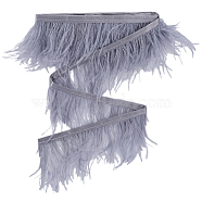 2M Fashion Ostrich Feather Trimming, with Cloth Band, Ornament Accessories, Slate Gray, 80~100mm(DIY-GF0009-50B)