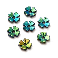 Plating Opaque Acrylic Bead Caps, 4-Petal Flower, Colorful, 6.5x6.5x1.7mm, Hole: 1.2mm(OACR-E039-37B)