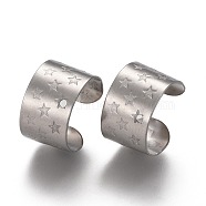 304 Stainless Steel Ear Cuff Findings, with Star Pattern, Stainless Steel Color, 11x10x7mm, Hole: 0.9mm(STAS-P249-19P)