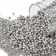 TOHO Round Seed Beads, Japanese Seed Beads, (714F) Metallic Matte Silver, 11/0, 2.2mm, Hole: 0.8mm, about 50000pcs/pound(SEED-TR11-0714F)