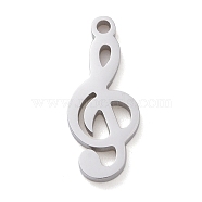 304 Stainless Steel Pendants, Musical Note, G Clef, Stainless Steel Color, 16x7x1.5mm, Hole: 1.2mm(STAS-E166-01P)