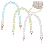 WADORN 1 Set Macaron Color Transparent Acrylic Chain Bag Handles, with Golden Alloy Swivel Clasps & Spring Gate Rings, for Bag Straps Replacement Accessories, Mixed Color, 24.52 inch(62.3cm), 3pcs/set(AJEW-WR0001-67)