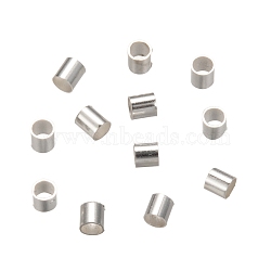 Brass Crimp Beads, Tube, Silver Color Plated, 2x2mm, Hole: 1.5mm(KK-R077-2mm-S)
