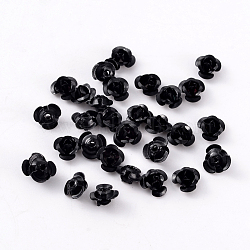 Aluminum Rose Flower, Tiny Metal Beads, Black, 6x4.5mm, Hole: 1mm, about 920~950pcs/bag(AF6mm011Y)