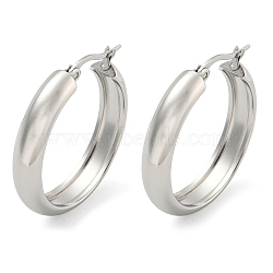 Tarnish Resistant 202 Stainless Steel Hoop Earrings, with 304 Stainless Steel Pins for Women, Stainless Steel Color, 30.5x6mm(X-EJEW-H003-38P-04)