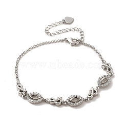 Brass with Rhinestone Chain Bangle Making, Tray Bangle, Eye, Platinum, 6-3/4 inch(17.2cm)(BJEW-B077-02B)