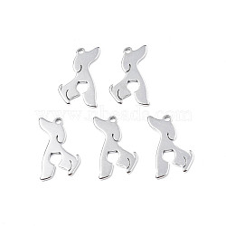 Non-Tarnish 201 Stainless Steel Pendants, Dog, Stainless Steel Color, 24.5x16x1.5mm, Hole: 1.8mm(STAS-T063-178P)