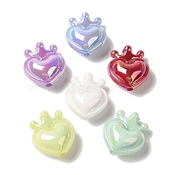 UV Plating Acrylic Beads, Heart, Mixed Color, 23.5x20.5x11.5mm, Hole: 3mm(OACR-H123-18)