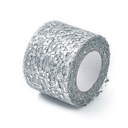 Glitter Sequin Deco Mesh Ribbons, Tulle Fabric, Tulle Roll Spool Fabric For Skirt Making, Gray, 2 inch(5cm), about 10yards/roll(9.144m/roll)(X-OCOR-I005-A02)