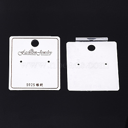 Plastic Display Cards, Used For Earrings, Rectangle, Creamy White, 4.4x3.8x0.7~0.8cm, Hole: 6mm(CDIS-S027-15)