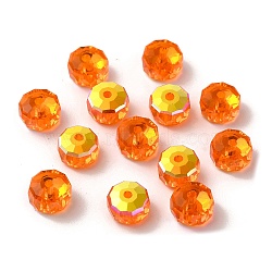 Electroplate Transparent Glass Beads, Faceted, AB Color, Rondelle, Dark Orange, 7.5x4.5mm, Hole: 1.2mm(EGLA-P061-06A-AB01)