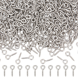304 Stainless Steel Screw Eye Pin Peg Bails, For Half Drilled Beads, Stainless Steel Color, 10x4x1mm, Hole: 2mm, 500pcs/set(STAS-ME0001-82B-P)