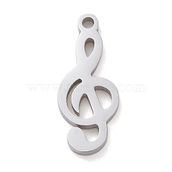 Non-Tarnish 304 Stainless Steel Pendants, Musical Note, G Clef, Stainless Steel Color, 16x7x1.5mm, Hole: 1.2mm(STAS-E166-01P)