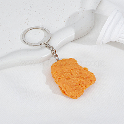 1Pc PVC Simulated Food Keychain, Fried Chicken Legs, Wings, and Chips Pendant Keychain, Orange, 5.6x3.9cm(KEYC-LP0001-29)