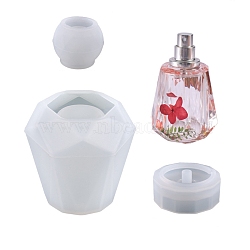 Perfume Bottle Silicone Storage Molds, Resin Casting Molds, for UV Resin & Epoxy Resin Craft Making, White, 42.5~57x42.5~65x18~61.5mm, Inner Diameter: 24~40.5x24~44.5mm, 3pcs/set(DIY-L065-13)
