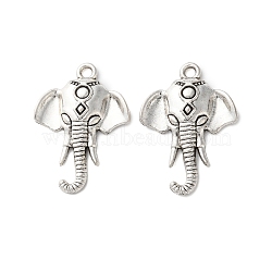 Tibetan Style Alloy Pendants, Elephant, Lead Free & Cadmium Free, Antique Silver, 30.5x21.5x4mm, Hole: 2mm(PALLOY-R154-02AS)