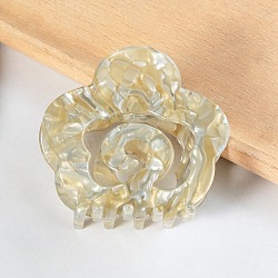 Flower Shape Hair Claw Clip, Cellulose Acetate Ponytail Hair Clip for Girls Women, Light Khaki, 64x57x43mm(PW-WG34091-02)