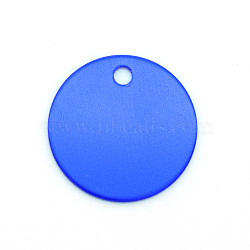 Colored Aluminum Pendants, Laser Cut, Double Sided Dog Pet Name Phone Number ID Tag Charm, Flat Round, Blue, 20x1mm, Hole: 3mm(ALUM-S018-JA631-7)