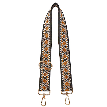 Rhombus Pattern Polyester Adjustable Bag Handles, with Iron Swivel Clasps, for Bag Straps Replacement Accessories, Sandy Brown, 71.2~129x3.85cm