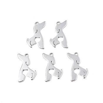 201 Stainless Steel Pendants, Dog, Stainless Steel Color, 24.5x16x1.5mm, Hole: 1.8mm
