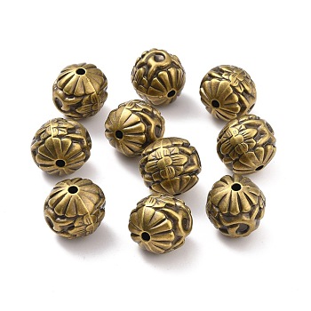 CCB Plastic Beads, Round with Flower, Antique Bronze, 23.5x23mm, Hole: 3.5mm
