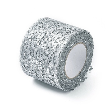 Glitter Sequin Deco Mesh Ribbons, Tulle Fabric, Tulle Roll Spool Fabric For Skirt Making, Gray, 2 inch(5cm), about 10yards/roll(9.144m/roll)