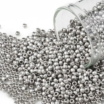 TOHO Round Seed Beads, Japanese Seed Beads, (714F) Metallic Matte Silver, 11/0, 2.2mm, Hole: 0.8mm, about 50000pcs/pound