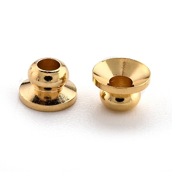 Brass Beads Cap, Long-Lasting Plated, Apetalous, Real 24K Gold Plated, 5x3mm, Hole: 1.8mm