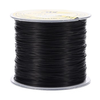 Japanese Flat Elastic Crystal String, Polyester Thread, for Stretch Bracelets Gemstone Jewelry Making, Black, 0.5mm, about 65.6 yards(60m)/roll