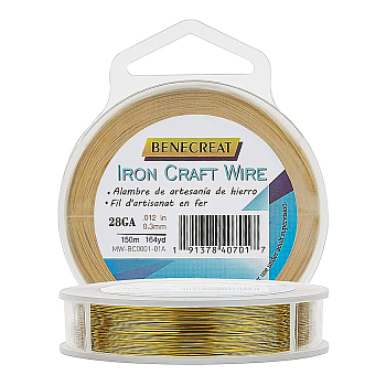 Round Iron Wire,Long-Lasting Plated, Golden, 0.4mm, about 328.08 Feet(100m)/roll