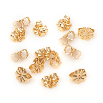 304 Stainless Steel Ear Nuts, Butterfly Earring Backs for Post Earrings, Flower, Golden, 6.5x6x3.5mm, Hole: 1mm