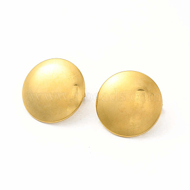 Golden Flat Round 304 Stainless Steel Stud Earring Findings
