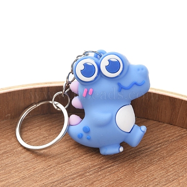 Cornflower Blue Dinosaur Plastic Keychain