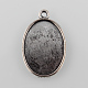 Antique alliage d'argent style tibétain supports cabochons plat pendentif ovale(X-TIBEP-M022-37AS)-1