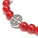 5 pièces 5 style pierres précieuses naturelles et hématite synthétique et alliage saint benoît perlé bracelets extensibles ensemble pour les femmes(BJEW-JB08965)-6