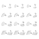 24Pcs 4 Style Round Oval Rhombus 304 Stainless Steel Stud Earring Findings(STAS-UN0056-21)-1