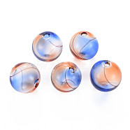 Transparent Handmade Blown Glass Globe Beads, Round, Sandy Brown, 12.5~14mm, Hole: 1~2mm(X-GLAA-T012-33A-02)