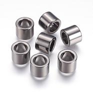 304 Stainless Steel Beads, Column, Gunmetal, 10x8mm, Hole: 6.5mm(STAS-F123-01B)