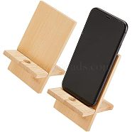 Bamboo Mobile Phone Holders, Cell Phone Stand Holder, Universal Portable Tablets Holder, BurlyWood, 8.2x7x14cm(AJEW-WH0176-20)