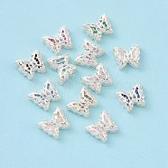 Eco-friendly Brass Cubic Zirconia Multi-Strand Links, Cadmium Free & Lead Free, Butterfly, Silver Color Plated, Mixed Color, 10x12x5mm, Hole: 1.2mm(KK-D076-07A-S)