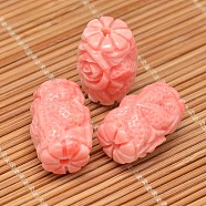 Dyed Carved Column Synthetic Coral Beads, Light Coral, 19x12mm, Hole: 2mm(CORA-O004-01D)