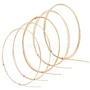 Elite 5Pcs 5 Styles Copper Wire, Round, Golden, 0.4~1mm, about 3.28 Feet(1m)/pc, 1Pc/style(CWIR-PH0002-06)